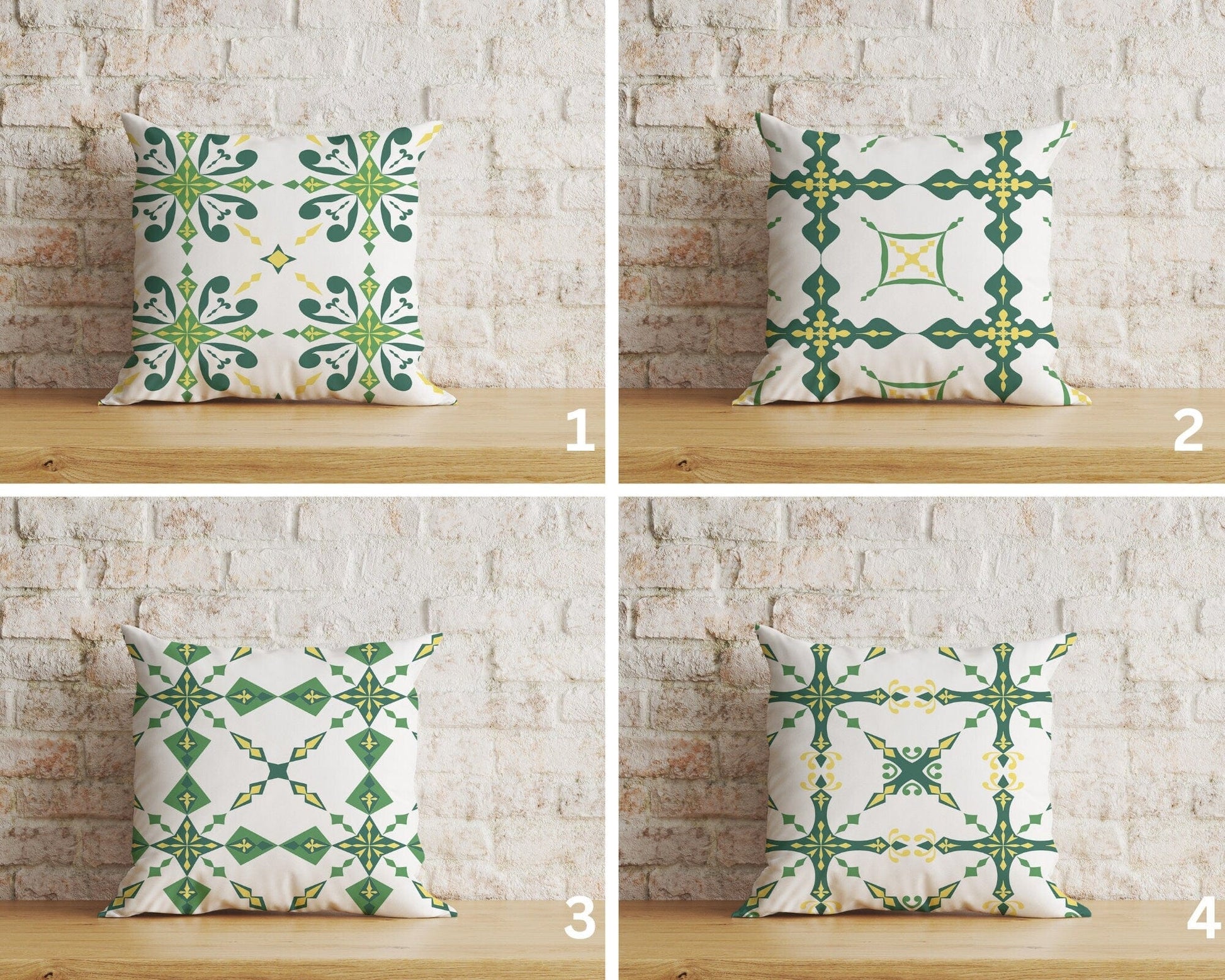 Onay Green Tiles Spanish Tiles Ethnic Home Cushion Cover