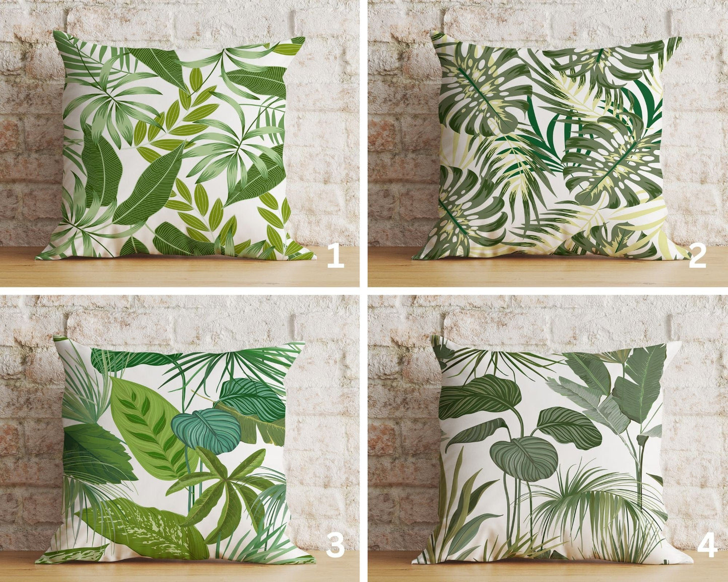 Onay Green Tropical Leaves Giant Leaf Pattern Cushion Cover