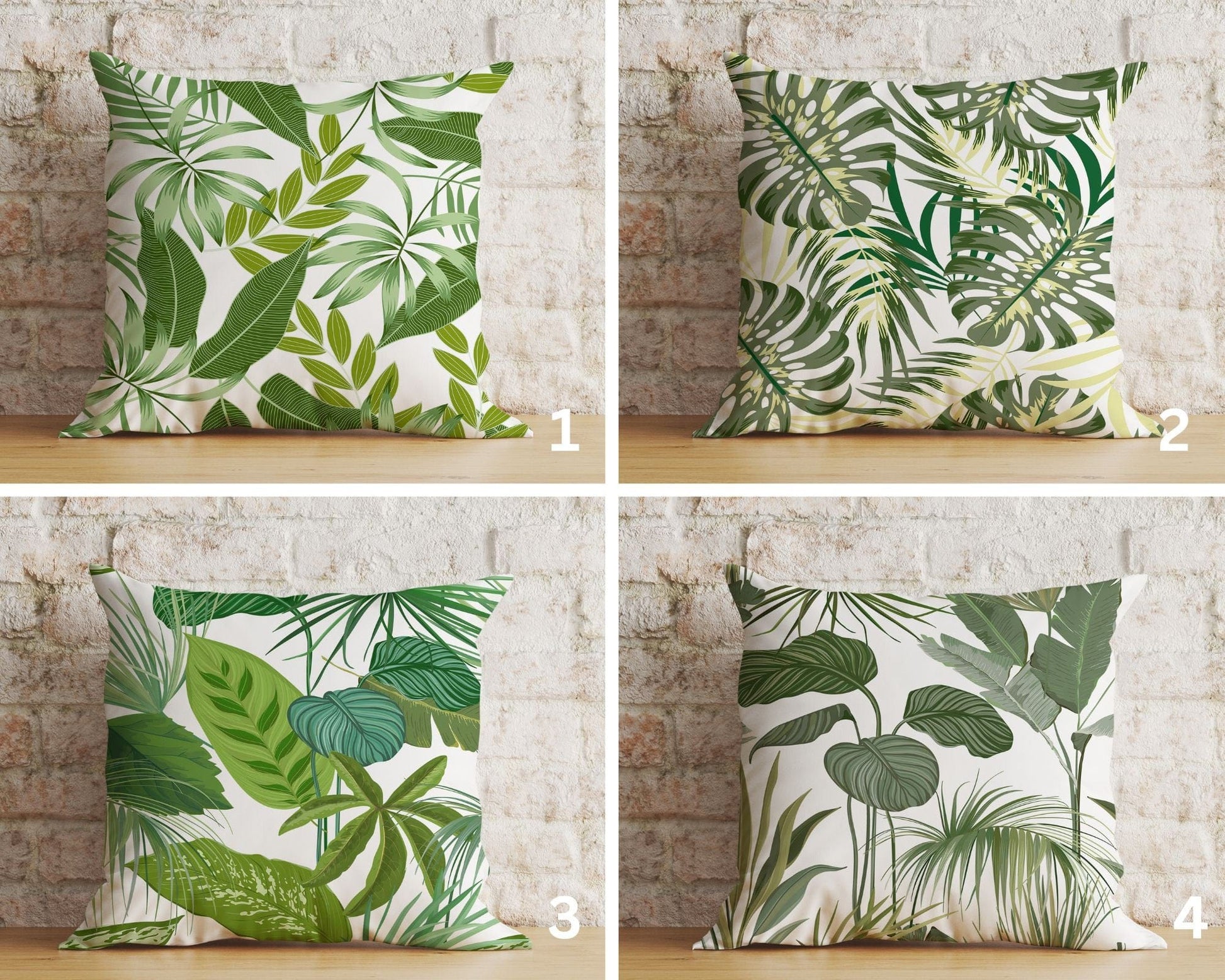 Onay Green Tropical Leaves Giant Leaf Pattern Cushion Cover