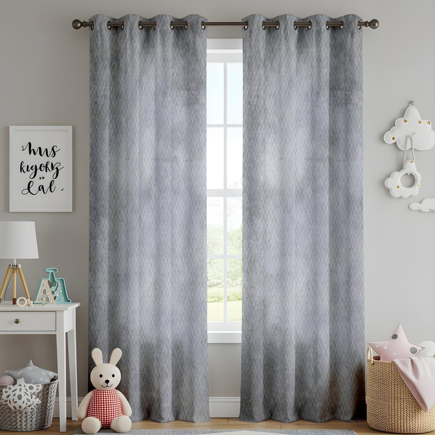 Onay Grey Living Room Curtains, Modern Textured Gray Drapes