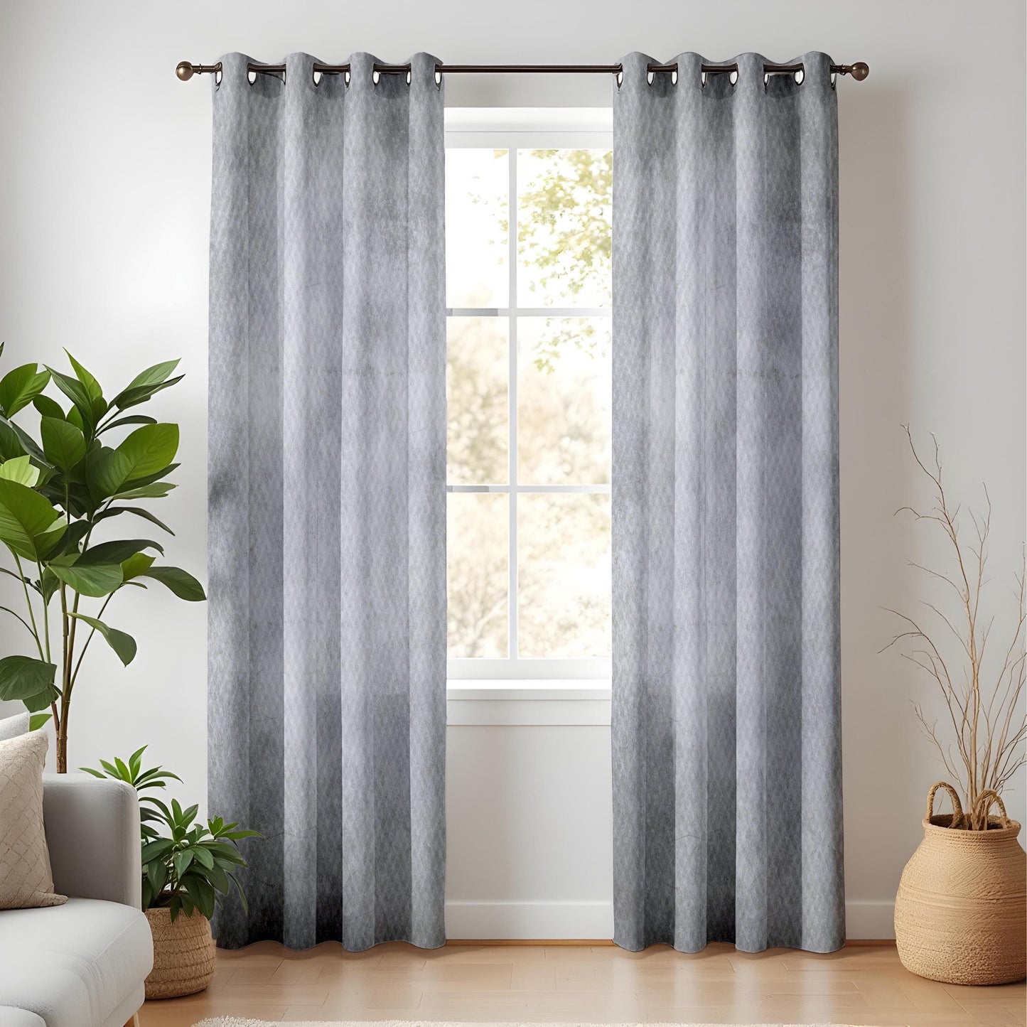 Onay Grey Living Room Curtains, Modern Textured Gray Drapes