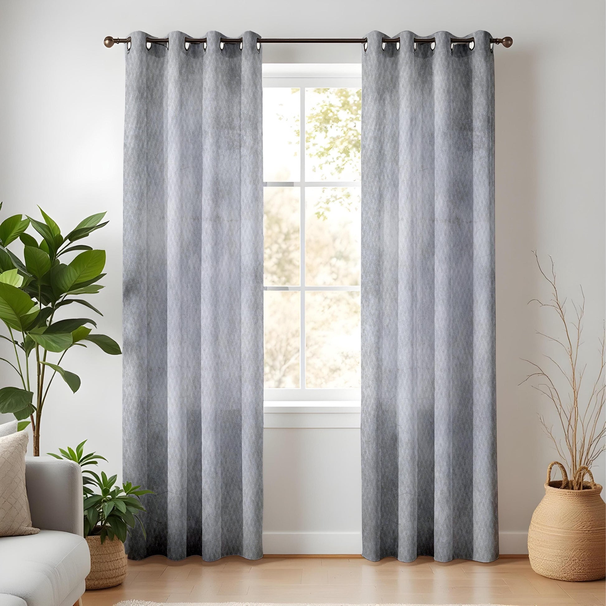 Onay Grey Living Room Curtains, Modern Textured Gray Drapes