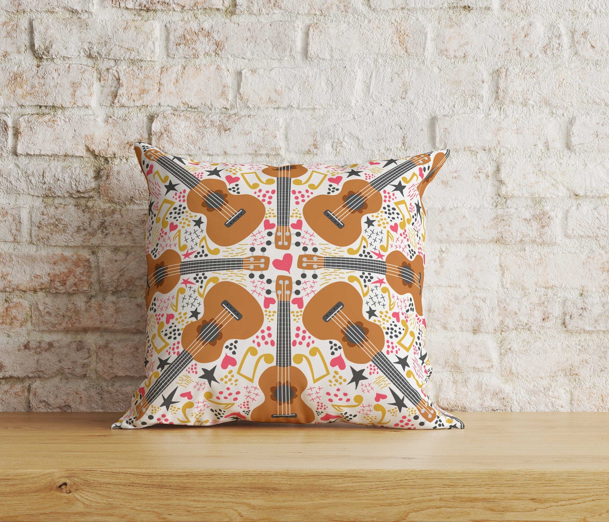 Onay Home Textile Cushion Covers 7 / 12 x 12 inch (30 x 30 cm) Double Side Guitar Cushion Cover Music Lover Guitar Print Pillow Cover