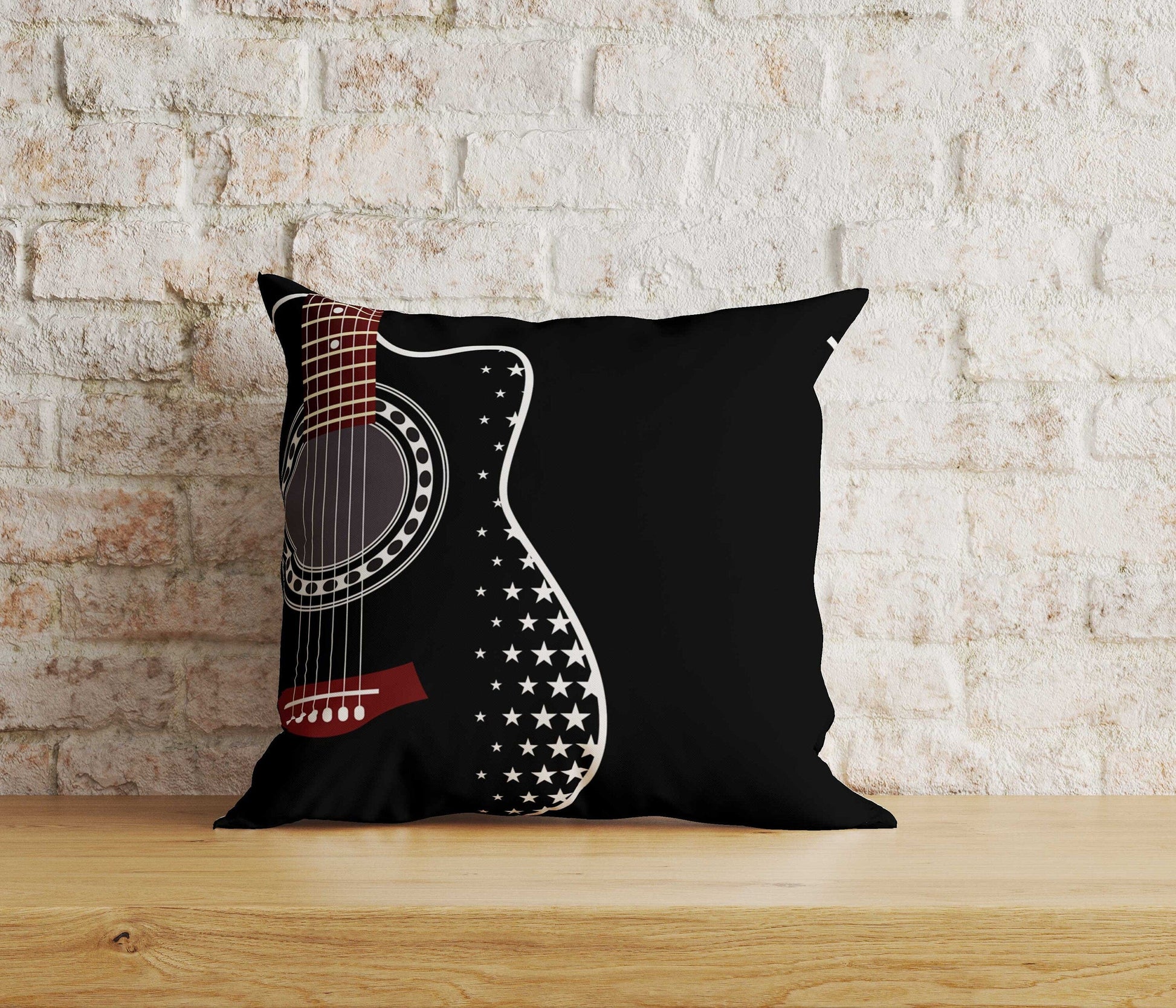 Onay Home Textile Cushion Covers 2 / 12 x 12 inch (30 x 30 cm) Double Side Guitar Cushion Cover Music Lover Guitar Print Pillow Cover