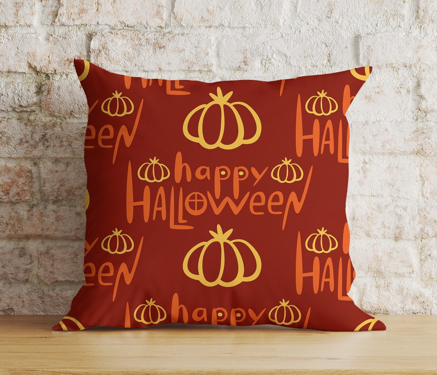 Onay 2 / 12 x 12 inch (30 x 30 cm) Double Side Halloween Castle Carved Pumpkin Trick or Treat Red Cushion Cover
