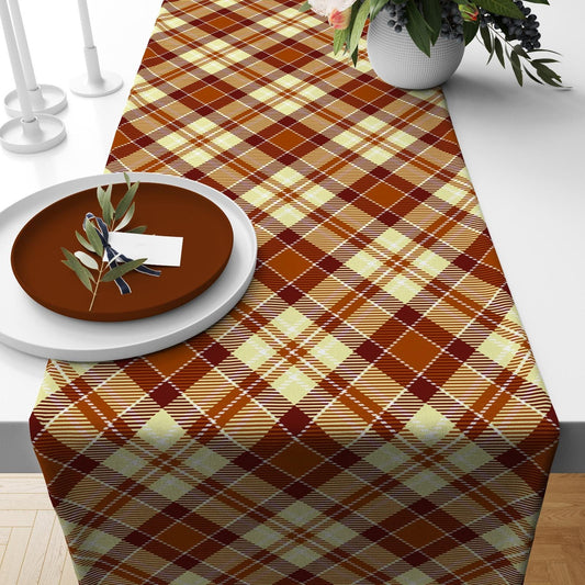 Onay Table Runner 3 / 12 x 46 inch (30 x 120 cm) Halloween Checkered Table Runner Tartan Fall Plaid Kitchen Runner Striped Table Linens