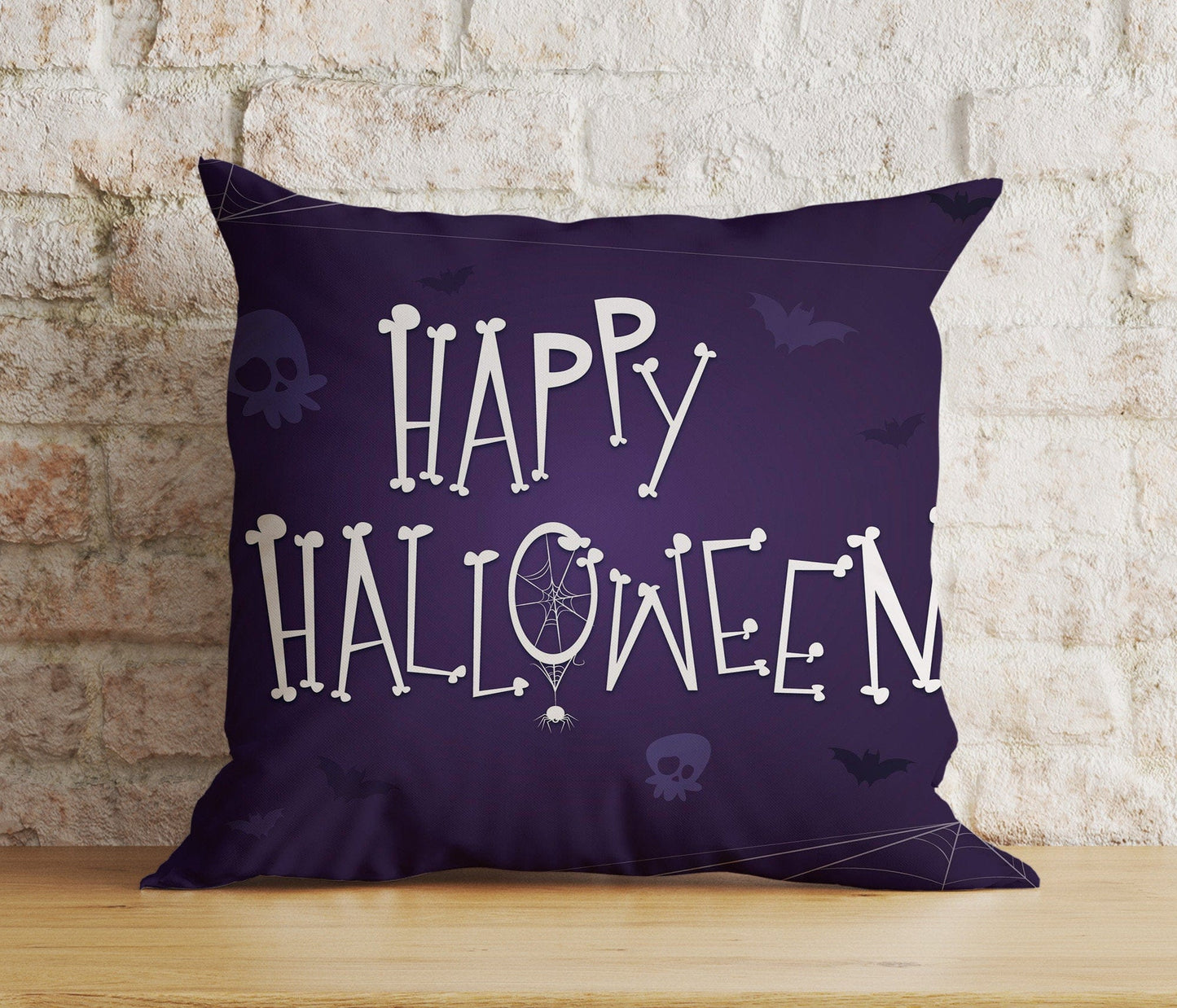 Onay 4 / 12 x 12 inch (30 x 30 cm) Double Side Halloween Cushion Cover Orange Purple Halloween Party Pillow Cover