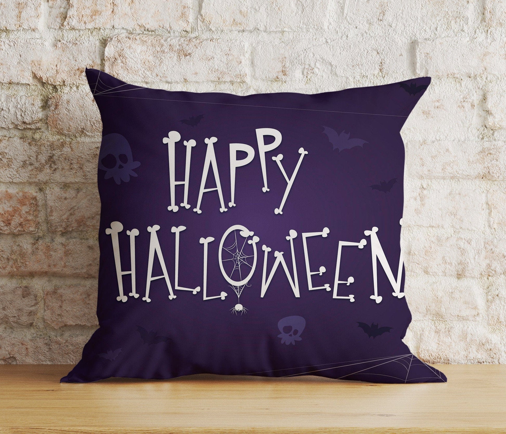 Onay 4 / 12 x 12 inch (30 x 30 cm) Double Side Halloween Cushion Cover Orange Purple Halloween Party Pillow Cover
