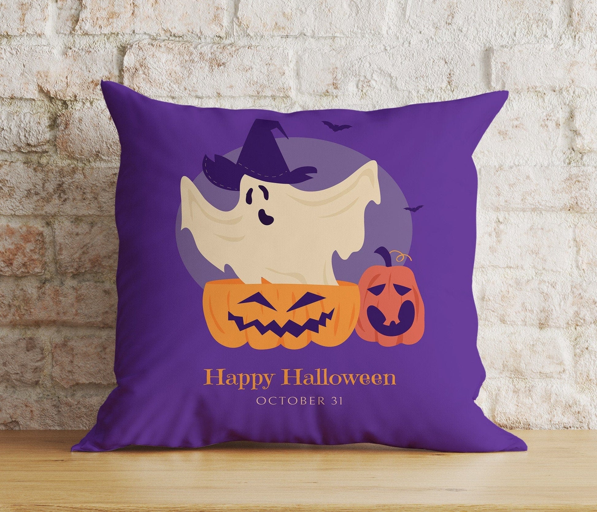 Onay 3 / 12 x 12 inch (30 x 30 cm) Double Side Halloween Cushion Cover Orange Purple Halloween Party Pillow Cover