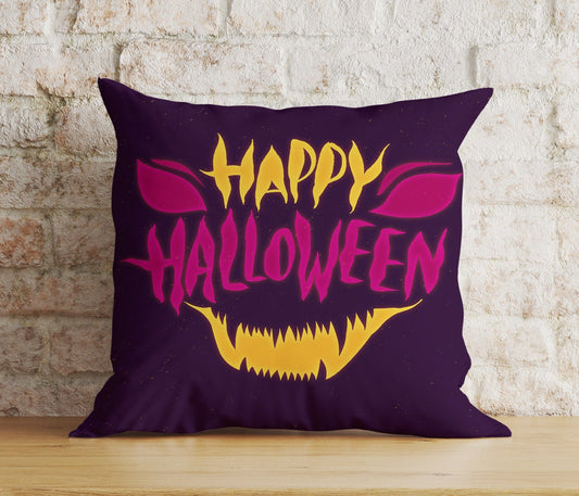 Onay 1 / 12 x 12 inch (30 x 30 cm) Double Side Halloween Cushion Cover Orange Purple Halloween Party Pillow Cover