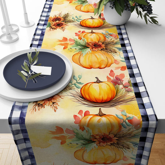 Onay 2 / 12 x 46 inch (30 x 120 cm) Halloween Pumpkin Table Runner Orange Pumpkin Tablecloth