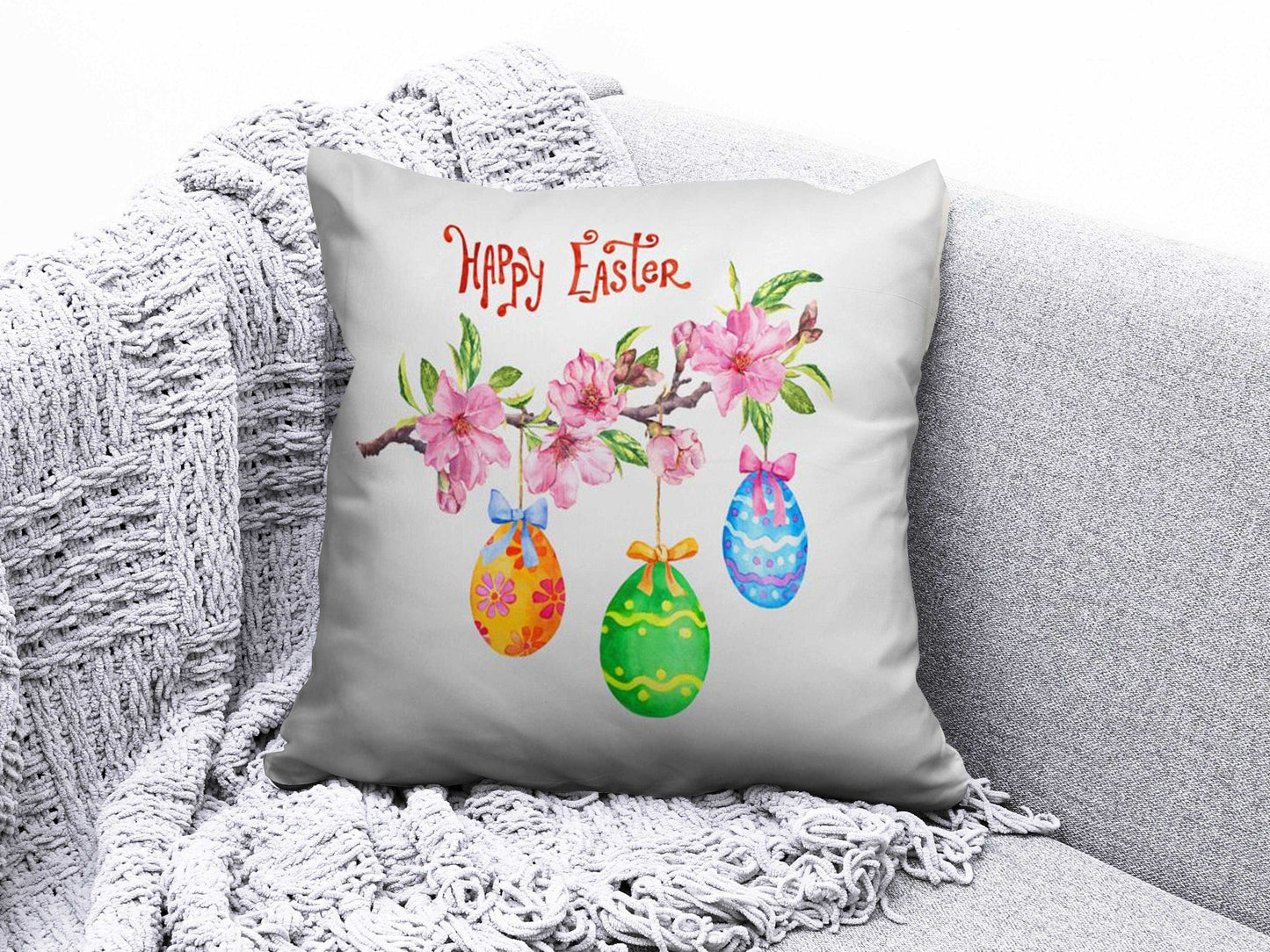 Onay 7 / 12 x 12 inch (30 x 30 cm) Happy Easter Cute Rabbit Easter Decorative Cushion Cover