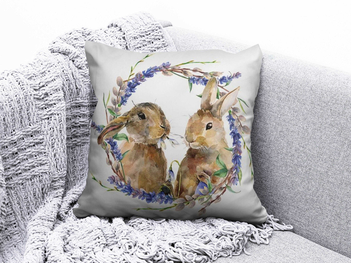 Onay 6 / 12 x 12 inch (30 x 30 cm) Happy Easter Cute Rabbit Easter Decorative Cushion Cover