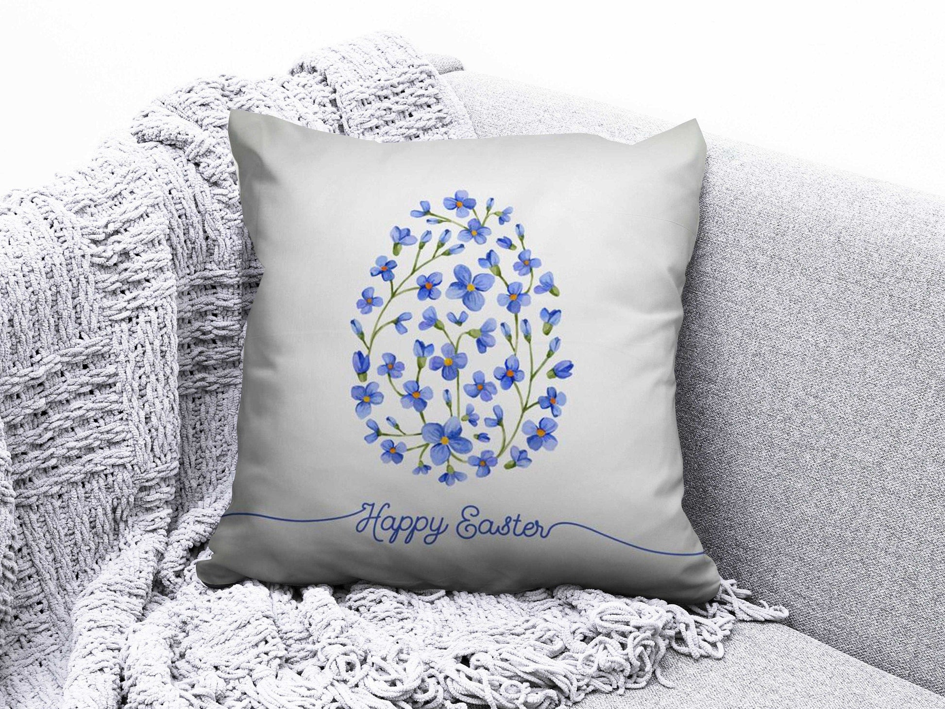 Onay 5 / 12 x 12 inch (30 x 30 cm) Happy Easter Cute Rabbit Easter Decorative Cushion Cover