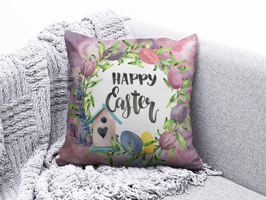 Onay 1 / 12 x 12 inch (30 x 30 cm) Happy Easter Cute Rabbit Easter Decorative Cushion Cover