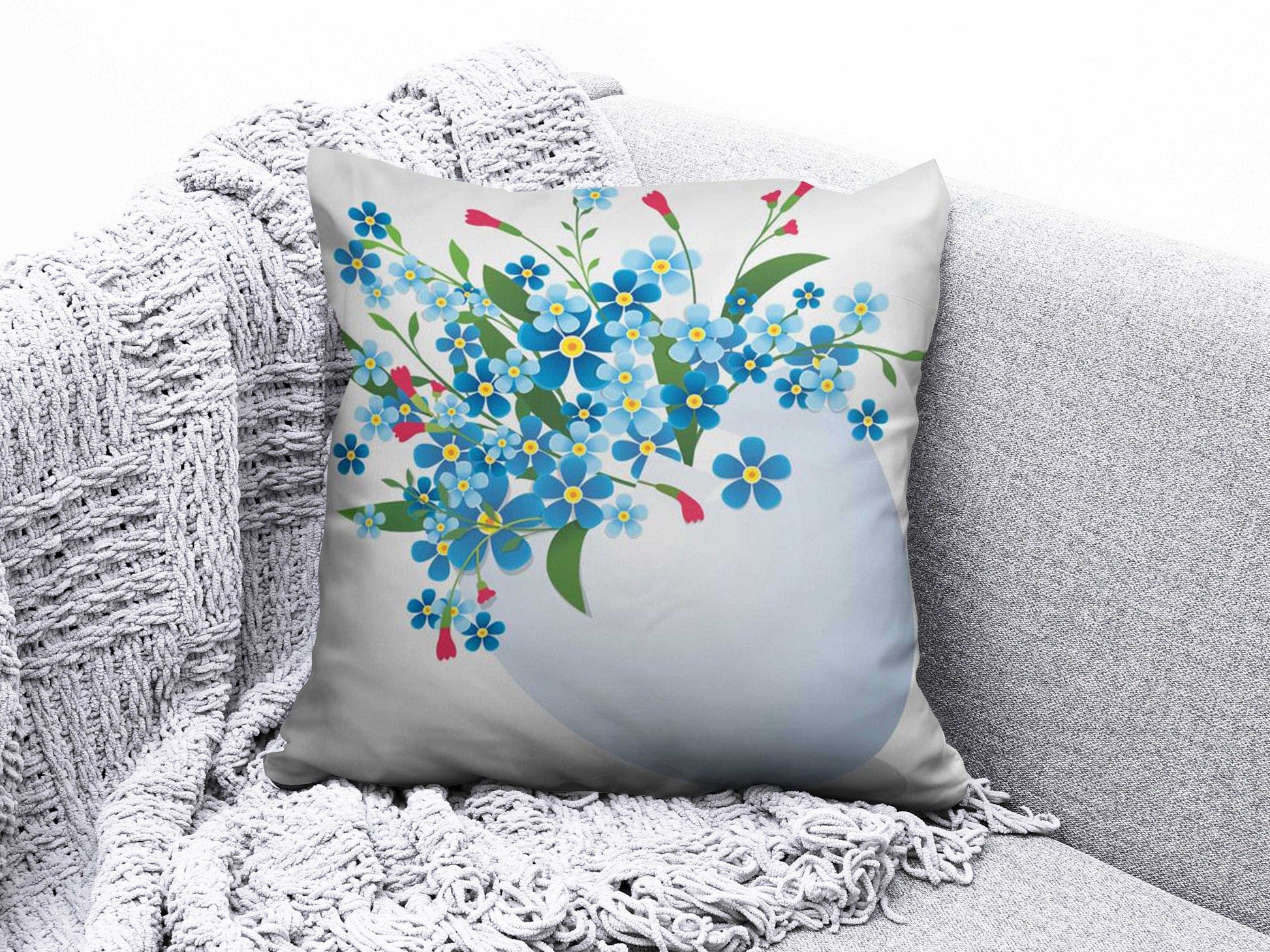 Onay 4 / 12 x 12 inch (30 x 30 cm) Happy Easter Spring Bunny Painted Eggs Cushion Cover