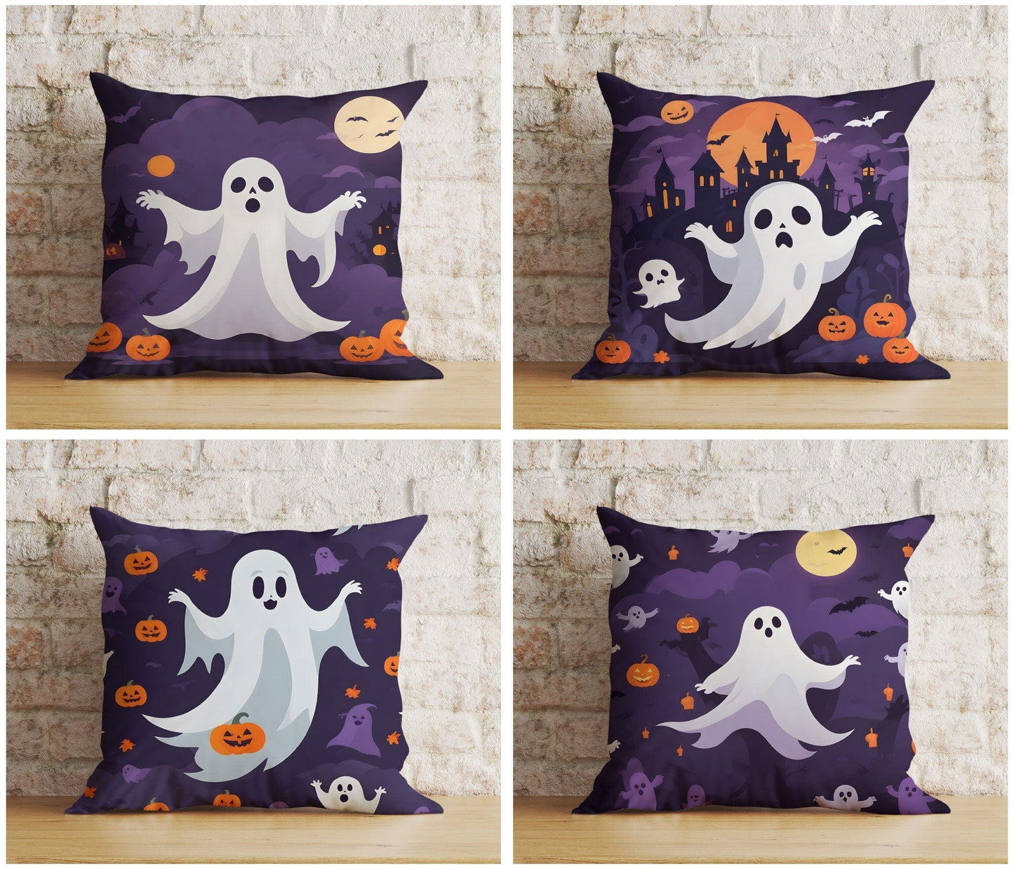 Onay Happy Halloween Ghost Pillow Cover Trick or Treat Cushion Cover