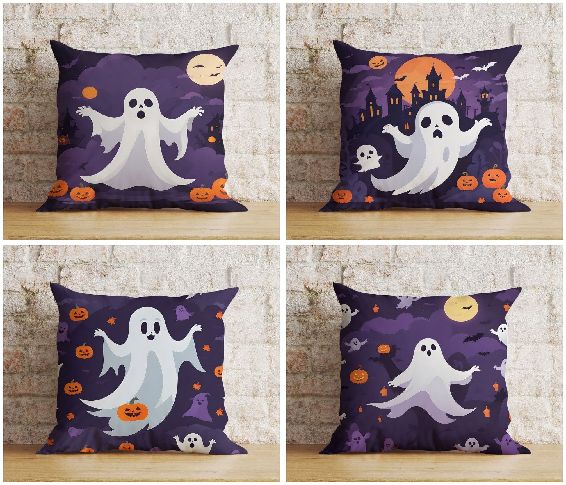 Onay Happy Halloween Ghost Pillow Cover Trick or Treat Cushion Cover