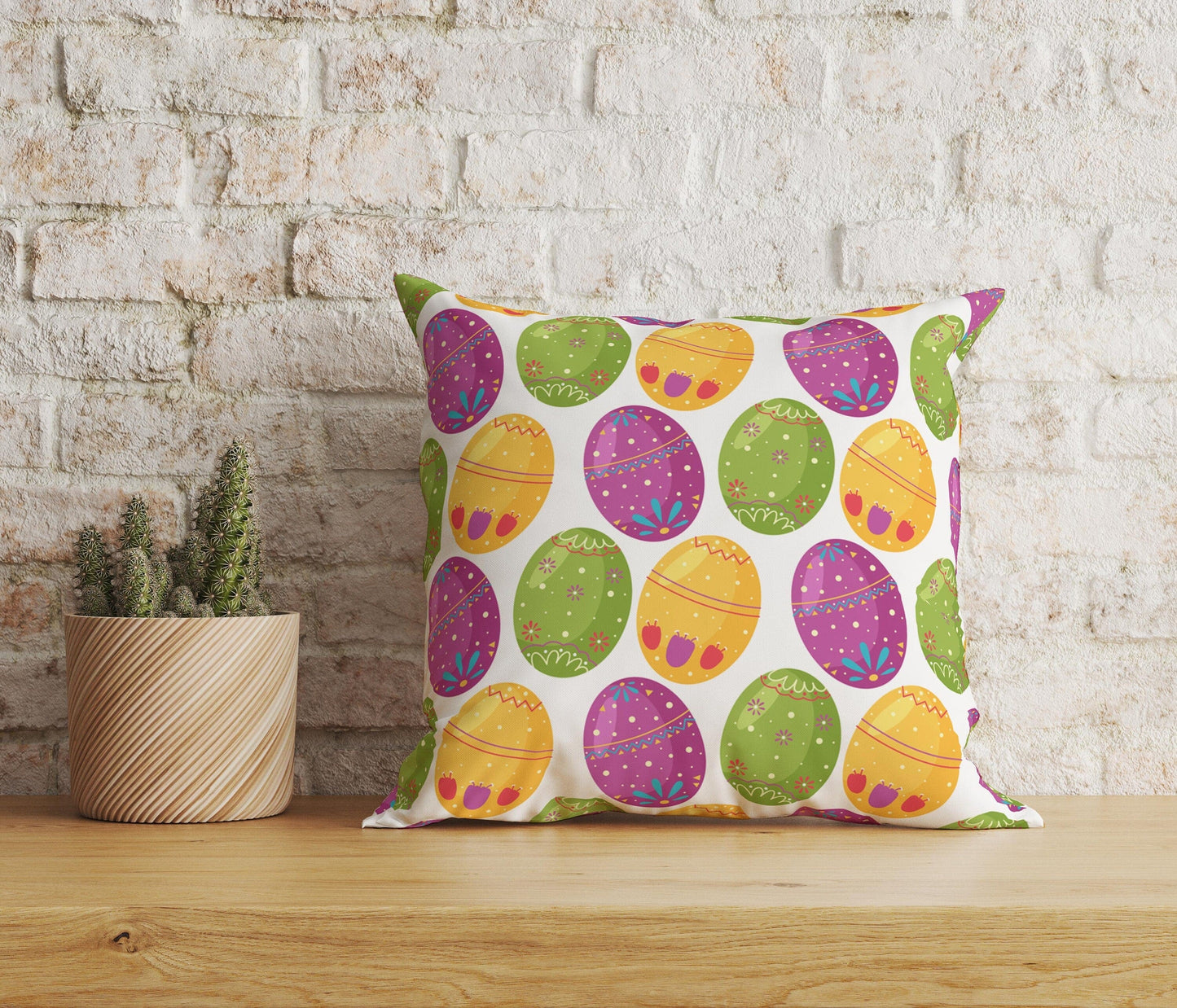 Onay Home Textile Cushion Covers 4 / 12 x 12 inch (30 x 30 cm) Double Side Hello Easter Cushion Cover With Little Girl Happy Easter