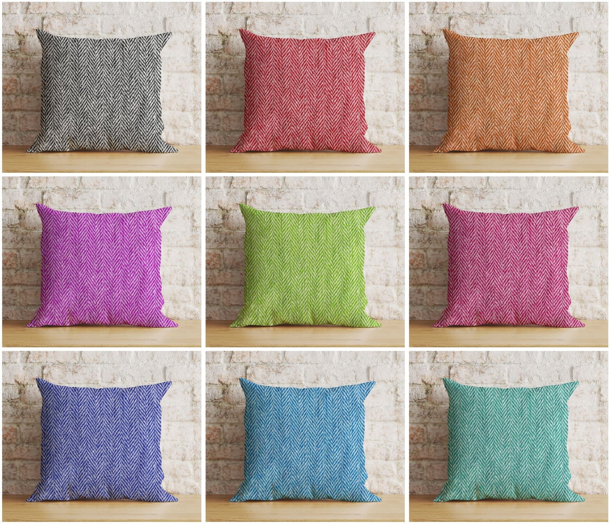 Onay Herringbone Printed Colorful Decorative Cushion Cover