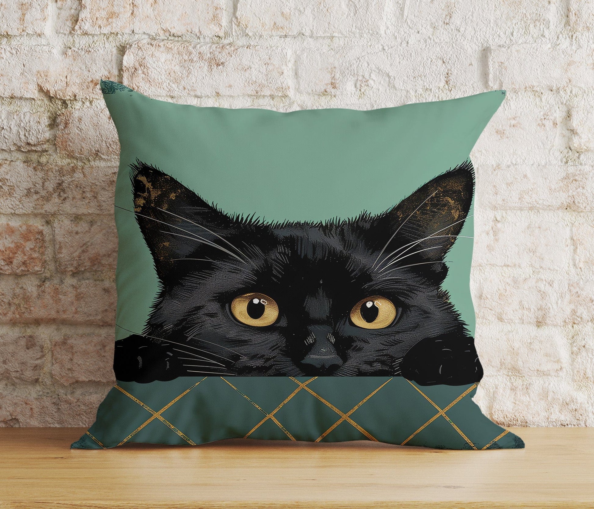 Onay Cushion Covers Hidden Black Cat Pillow Cover Feline Decorative Cushion Cover