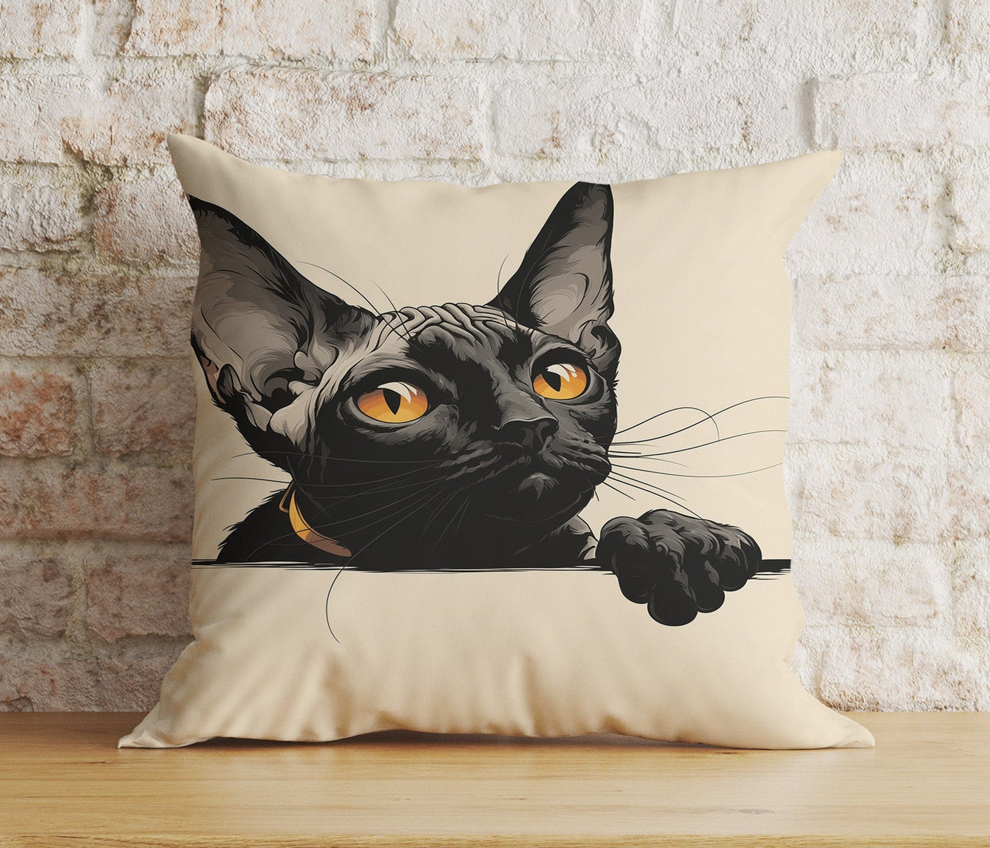 Onay Cushion Covers Hidden Black Cat Pillow Cover Feline Decorative Cushion Cover
