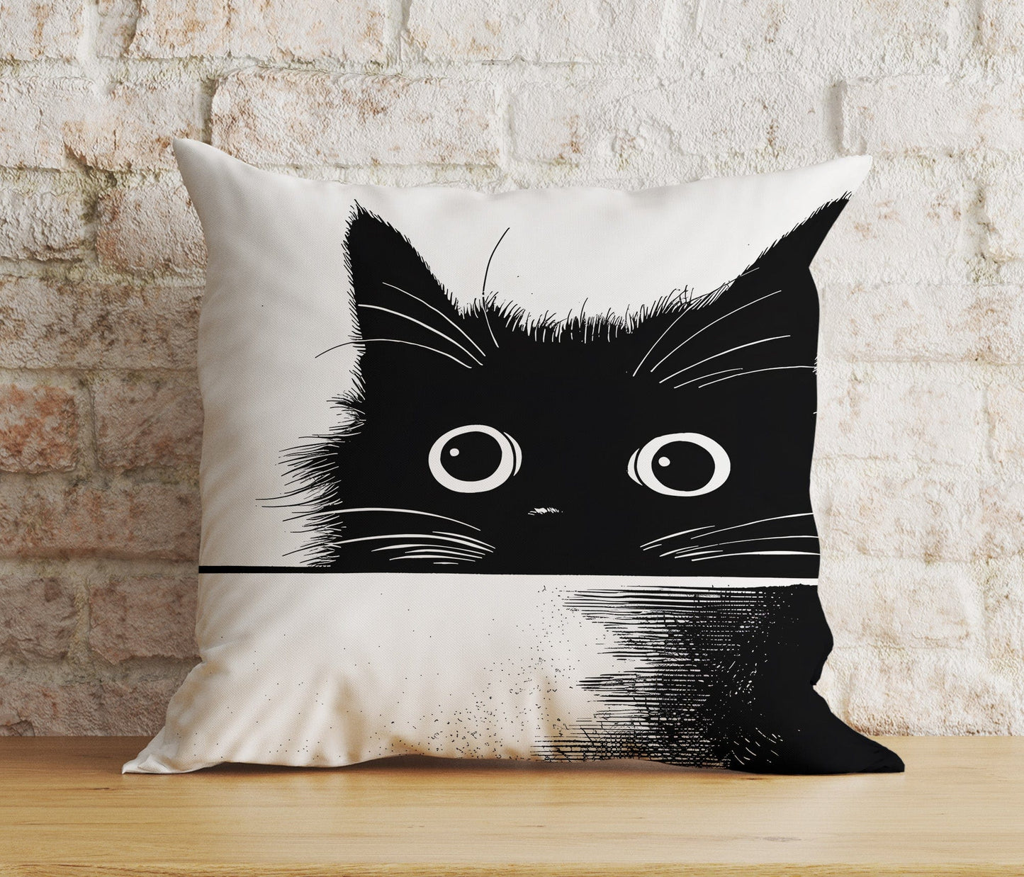 Onay Cushion Covers Hidden Black Cat Pillow Cover Feline Decorative Cushion Cover