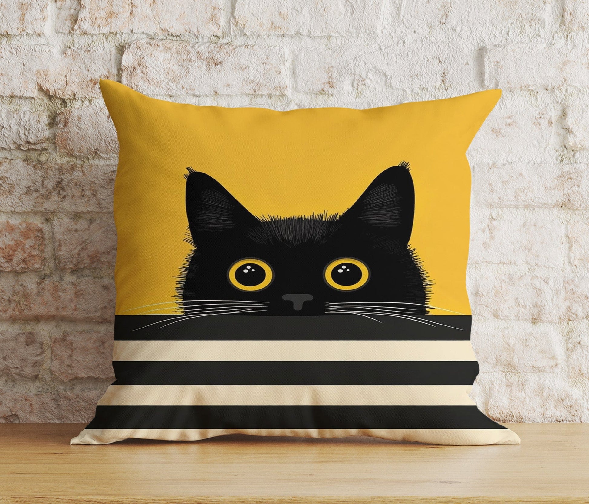 Onay Cushion Covers Hidden Black Cat Pillow Cover Feline Decorative Cushion Cover