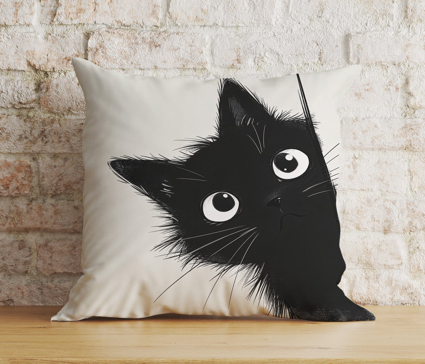 Onay Cushion Covers Hidden Black Cat Pillow Cover Feline Decorative Cushion Cover