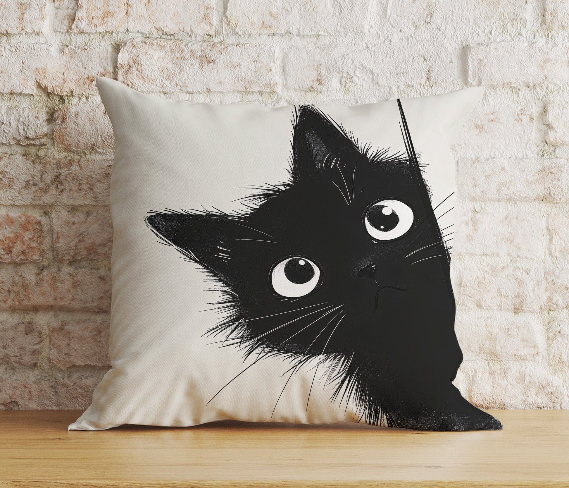 Onay Cushion Covers Hidden Black Cat Pillow Cover Feline Decorative Cushion Cover