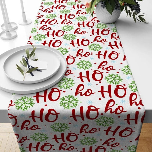 Onay 1 / 12 x 46 inch (30 x 120 cm) Ho Ho Ho Christmas Pine Tree Green & Red Table Runner
