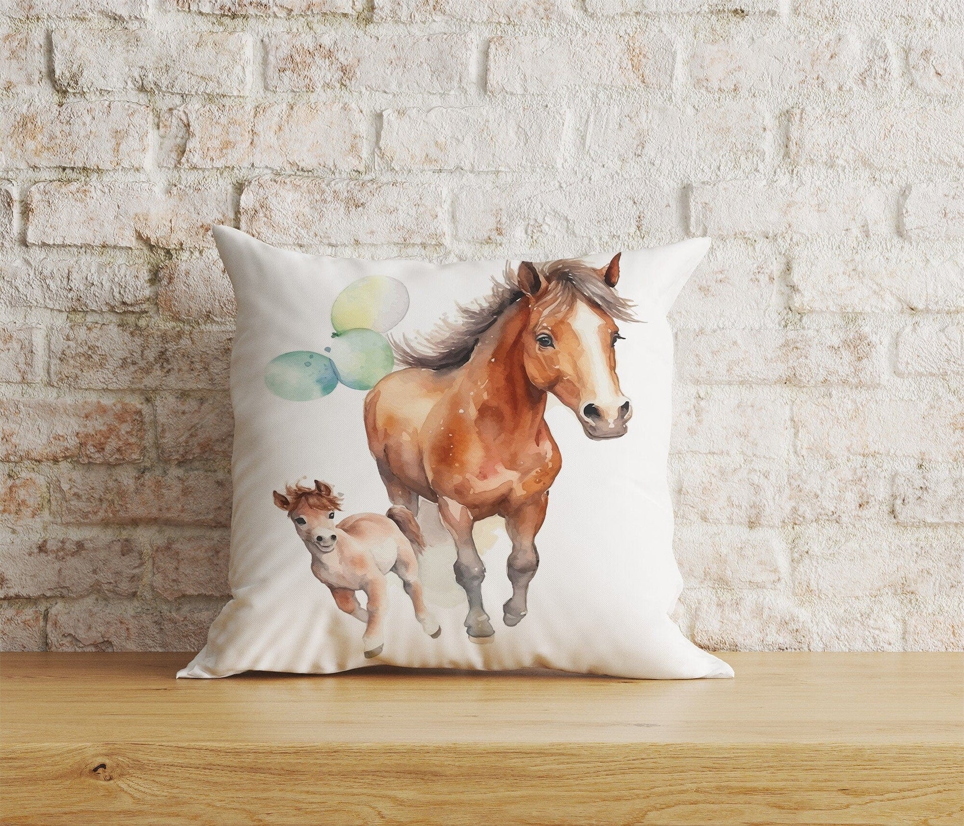 Onay Home Textile Cushion Covers 6 / 12 x 12 inch (30 x 30 cm) Double Side Horse Print Cushion Covers White Horse Pillow Covers