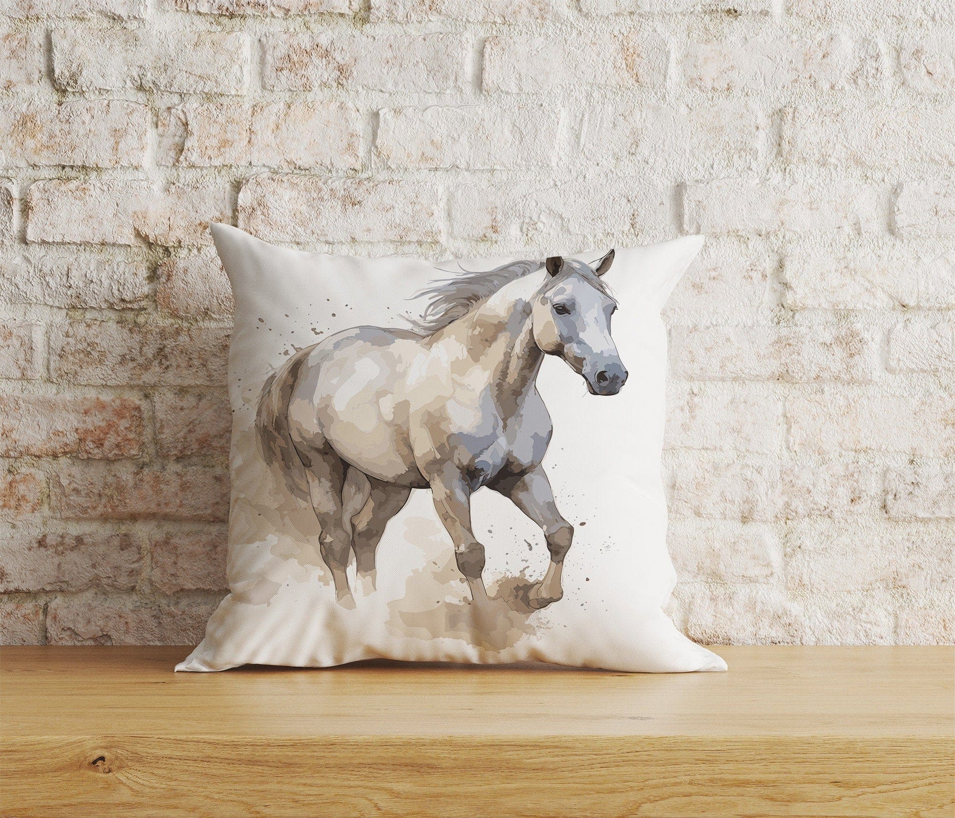 Onay Home Textile Cushion Covers 4 / 12 x 12 inch (30 x 30 cm) Double Side Horse Print Cushion Covers White Horse Pillow Covers
