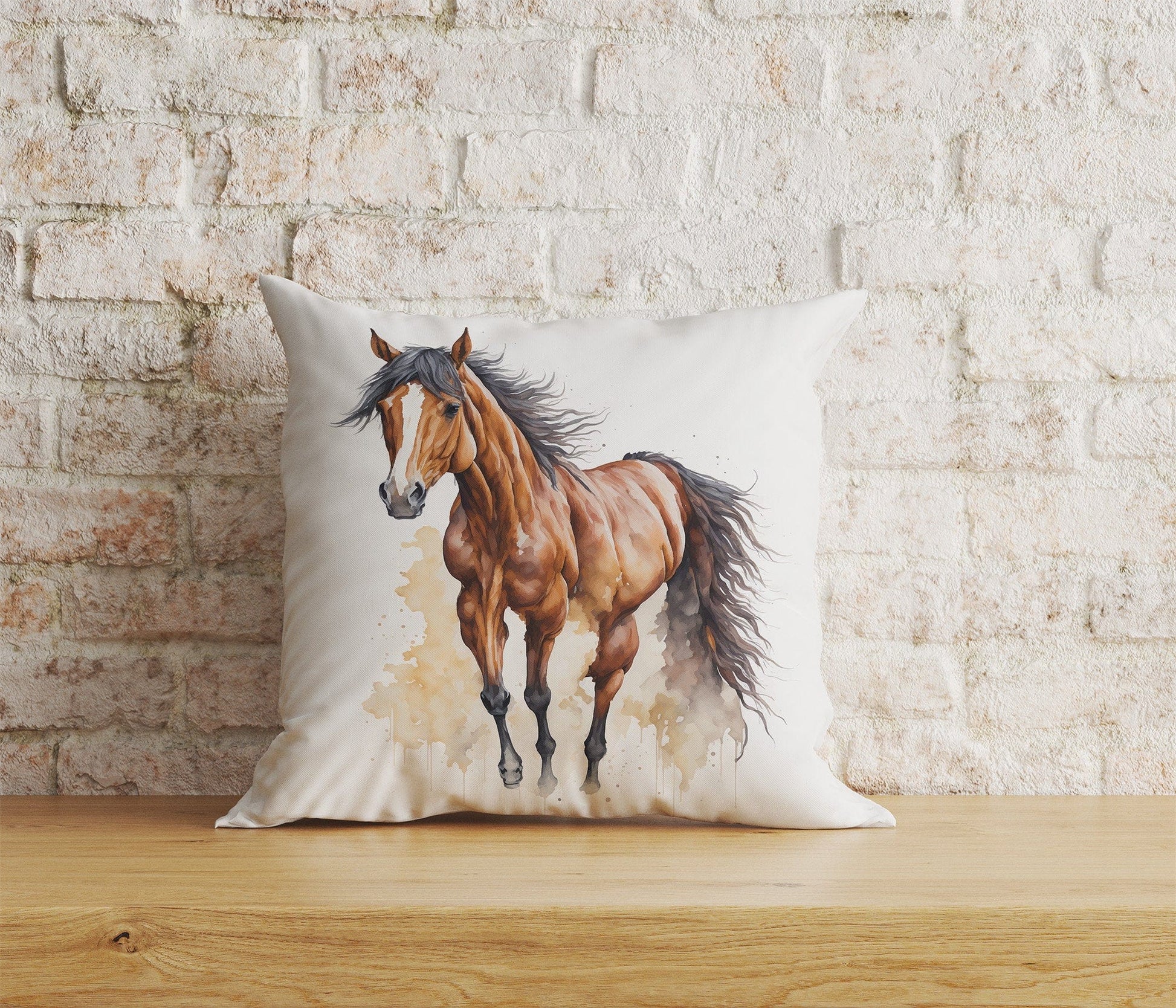 Onay Home Textile Cushion Covers 2 / 12 x 12 inch (30 x 30 cm) Double Side Horse Print Cushion Covers White Horse Pillow Covers