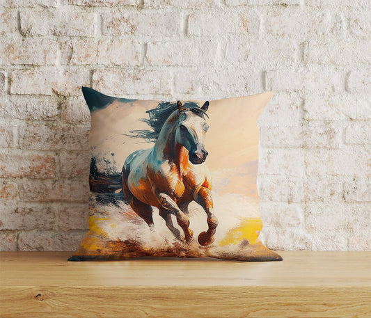 Onay Home Textile Cushion Covers 1 / 12 x 12 inch (30 x 30 cm) Double Side Horse Print Cushion Covers White Horse Pillow Covers