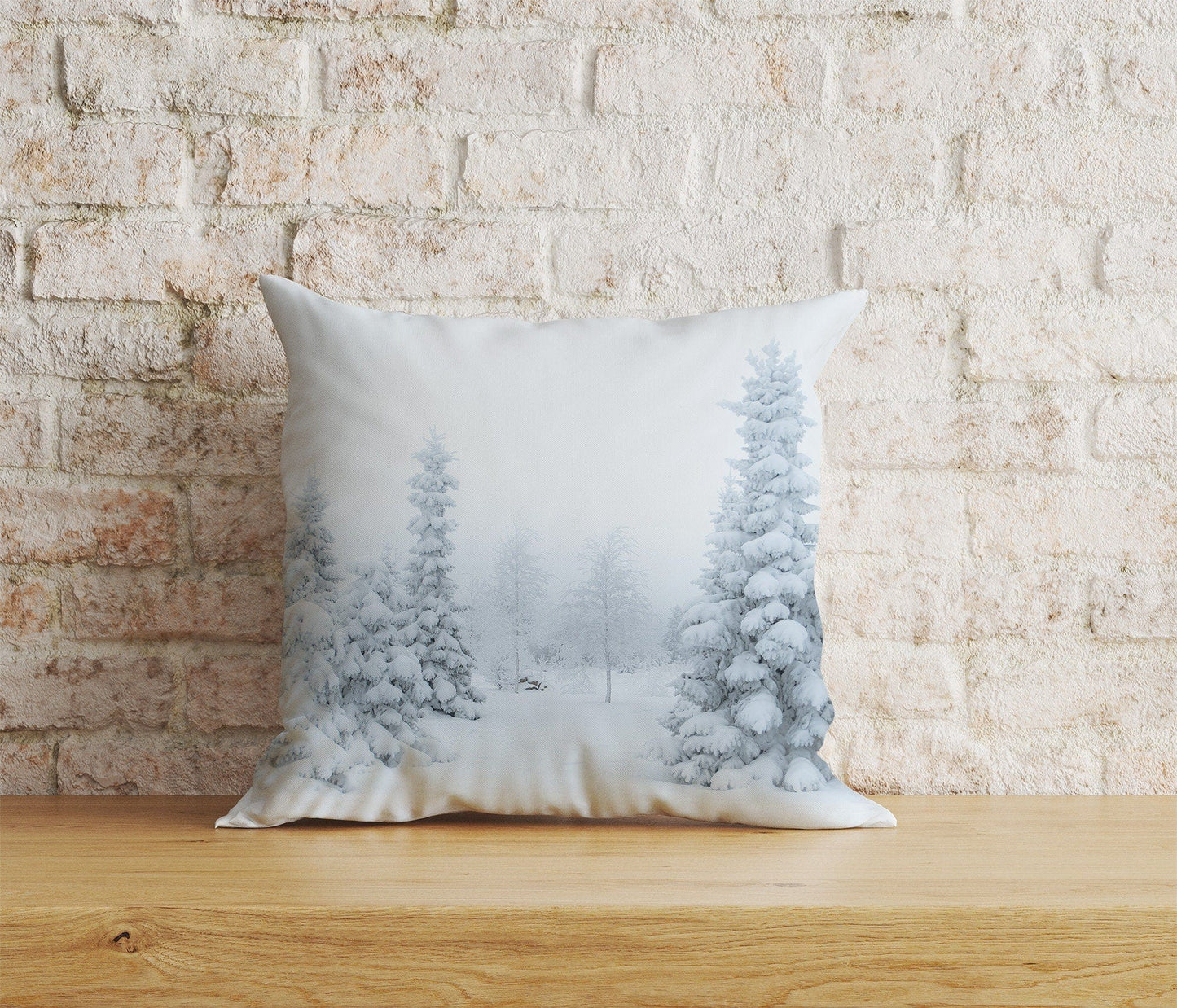 Onay 9 / 12 x 12 inch (30 x 30 cm) Double Side House Under Snow Pine Tree Christmas Cushion Cover
