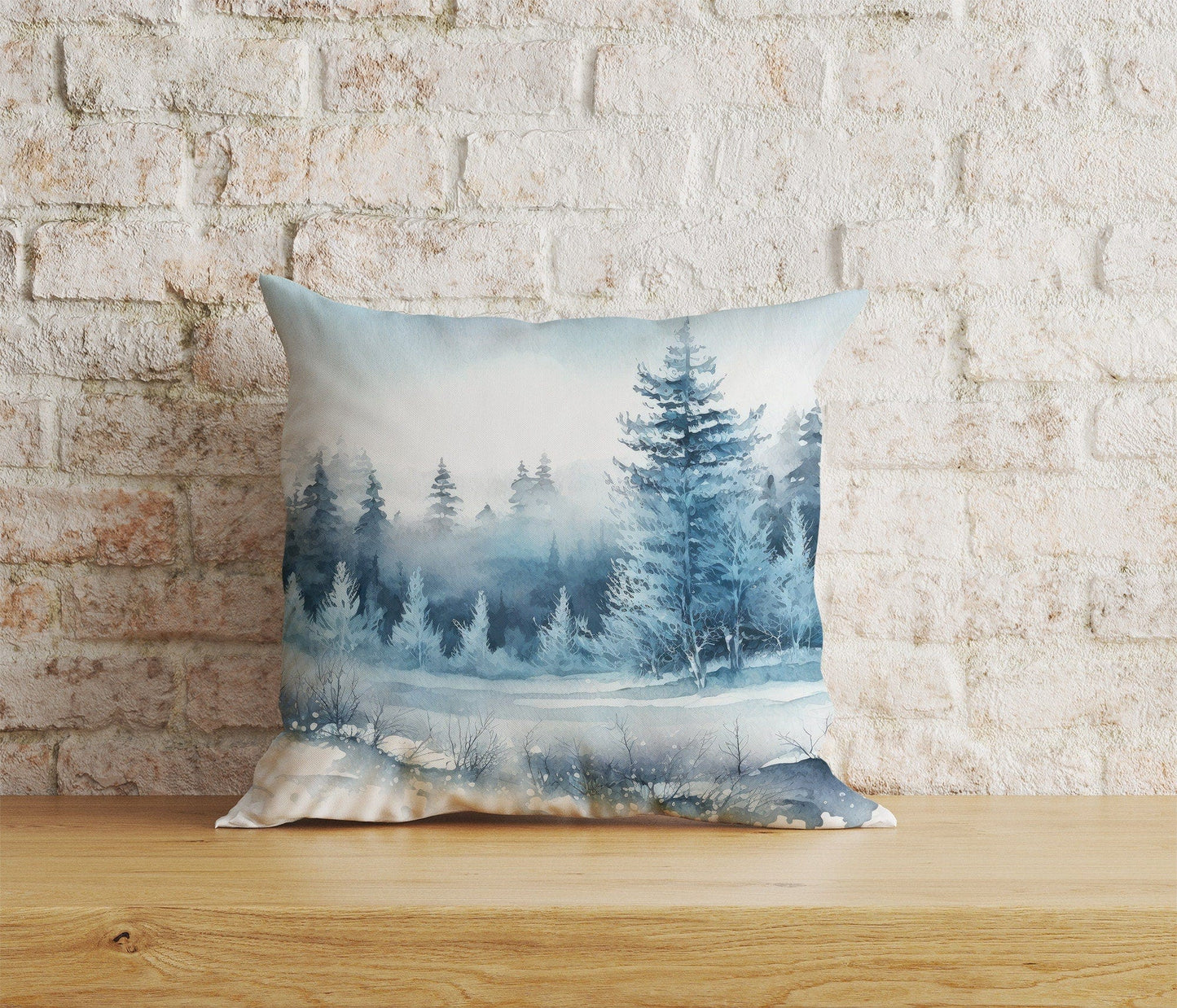 Onay 5 / 12 x 12 inch (30 x 30 cm) Double Side House Under Snow Pine Tree Christmas Cushion Cover