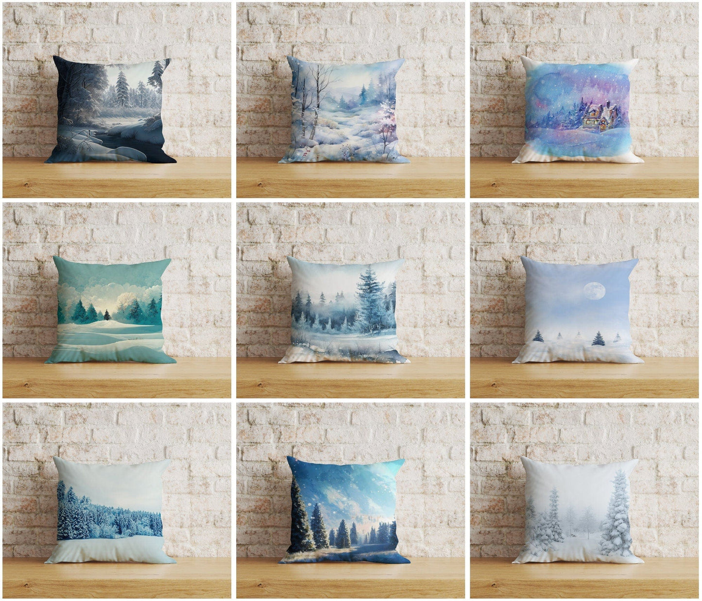 Onay House Under Snow Pine Tree Christmas Cushion Cover