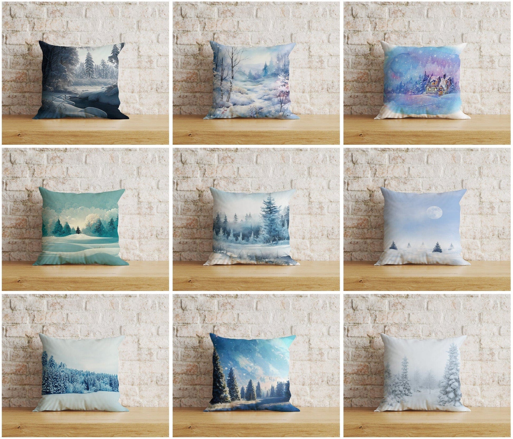 Onay House Under Snow Pine Tree Christmas Cushion Cover