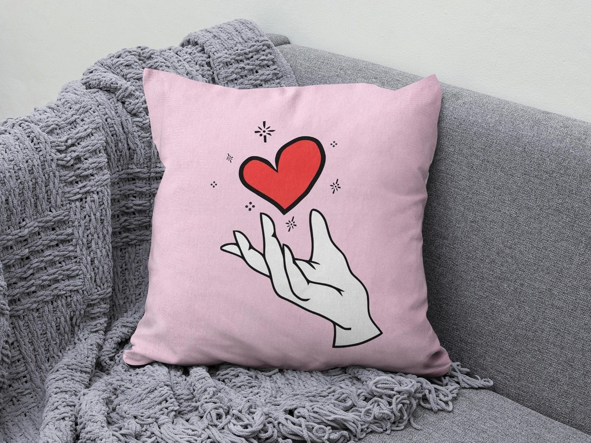 Onay 3 / 12 x 12 inch (30 x 30 cm) I Love You and Heart Valentine's Day Gift Cushion Cover