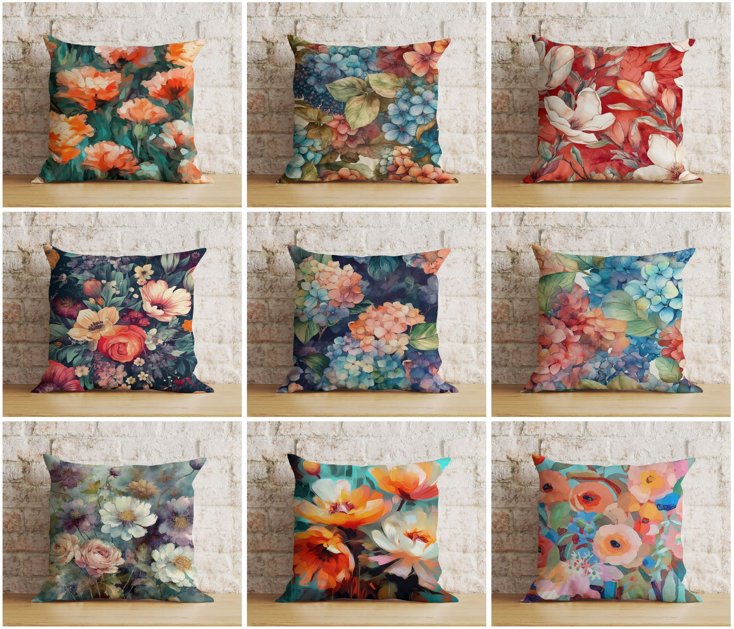 Colorful Leaves Floral Cushion Cover Tropical Watercolor Pillow Sham