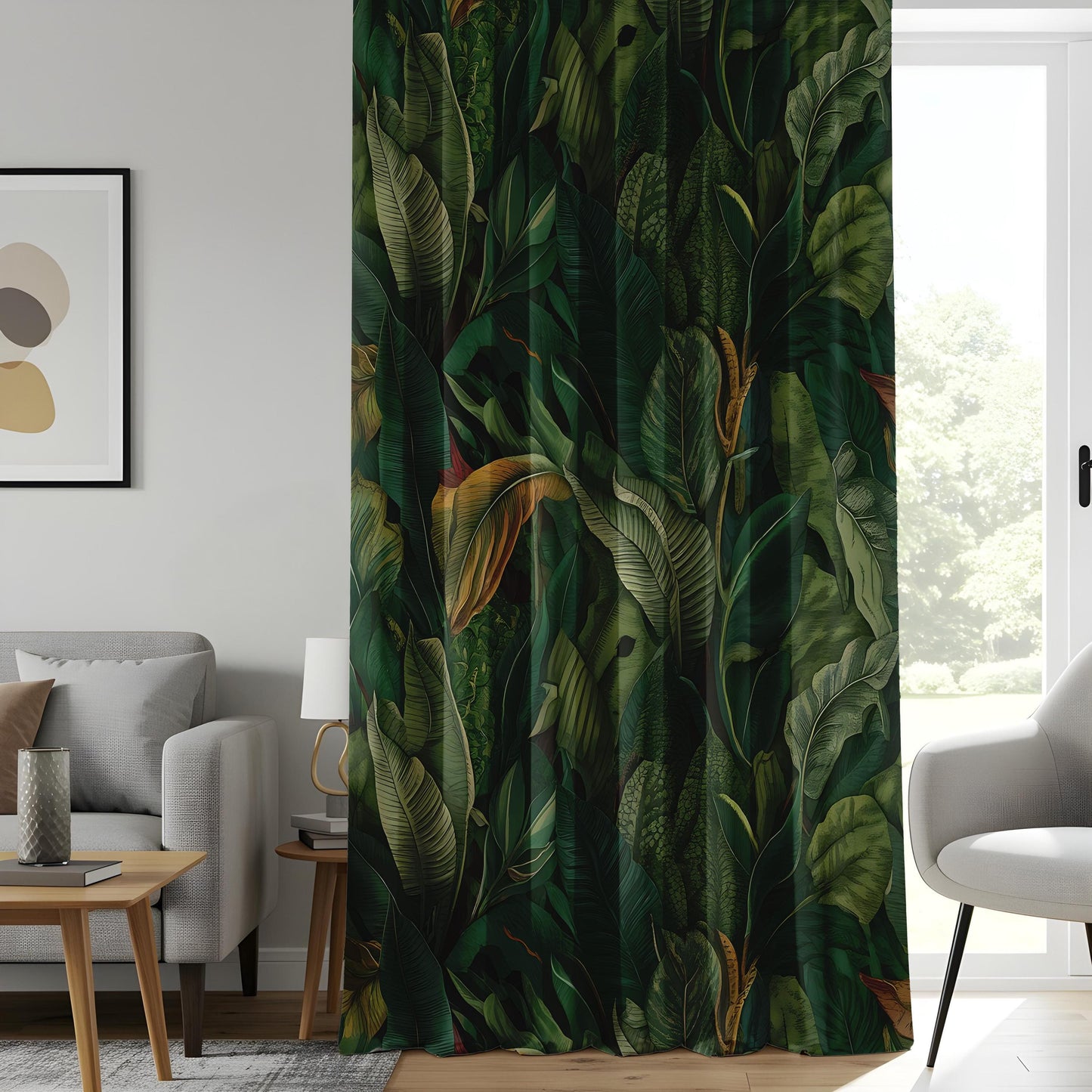 Luxury Jungle Curtains – Deep Green Botanical Leaf Drapes