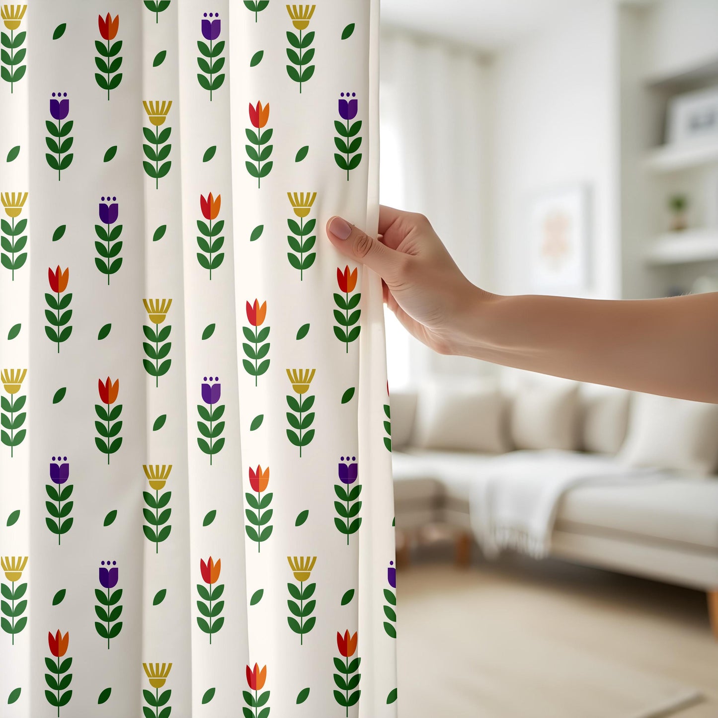 Scandinavian Floral Made to Measure Curtains – Colorful Nature-Inspired Drapes