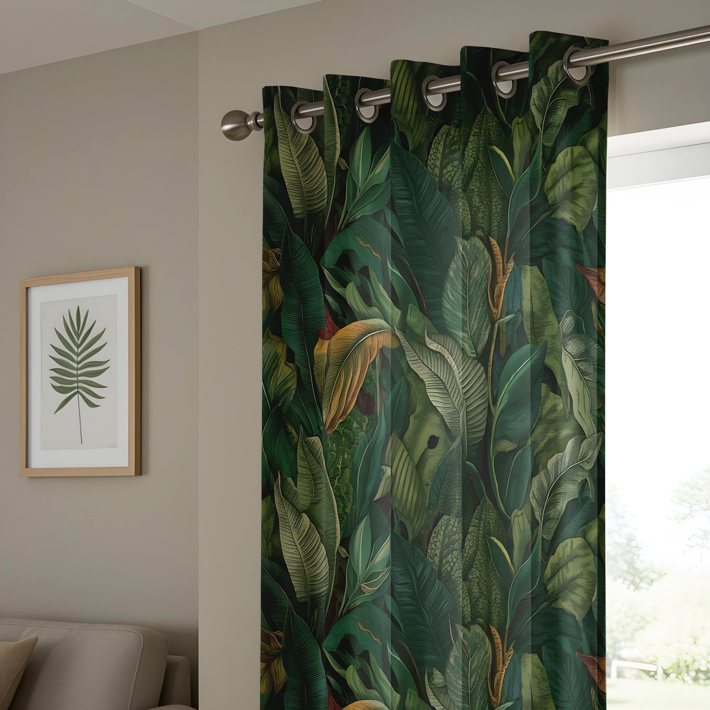 Luxury Jungle Curtains – Deep Green Botanical Leaf Drapes