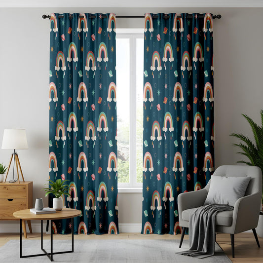 Whimsical Rainbow Curtains – Star & Cloud Nursery Drapes