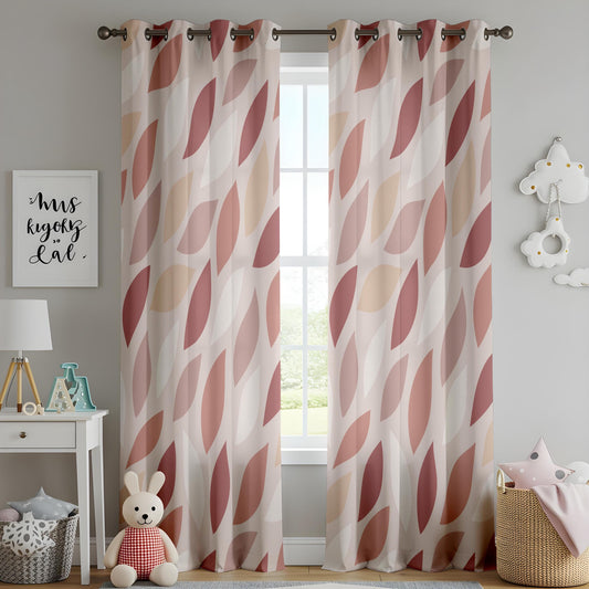 Onay Rust Pink Abstract Leaf Curtains – Modern Boho Geometric Petal Drapes