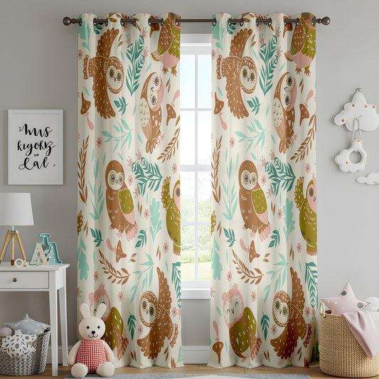 Onay Brown Owl Curtains – Woodland Nursery Decor