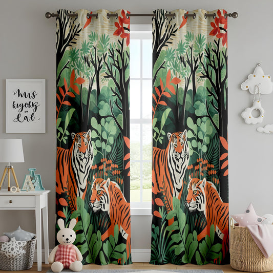 Onay Tiger Jungle Curtains – Wild Animal Rainforest Drapes