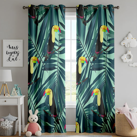 Onay Tropical Toucan Curtains – Jungle Palm Leaf Drapes