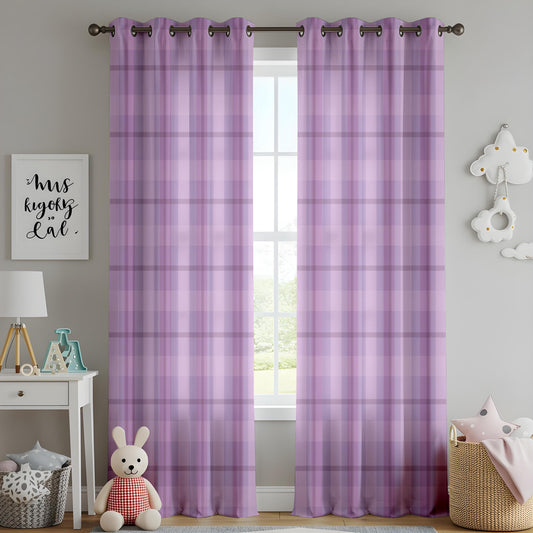 Onay Lavender Plaid Eyelet Curtains – Purple Tartan Lined Drapes